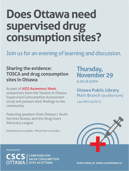 Sharing the evidence: TOSCA and supervised drug consumption sites in Ottawa
