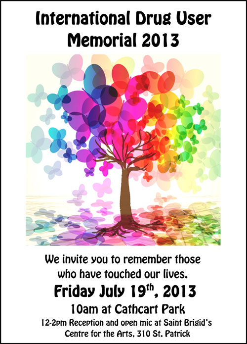 Drug User Memorial 2013 - July 19, 10am at Cathcart Park